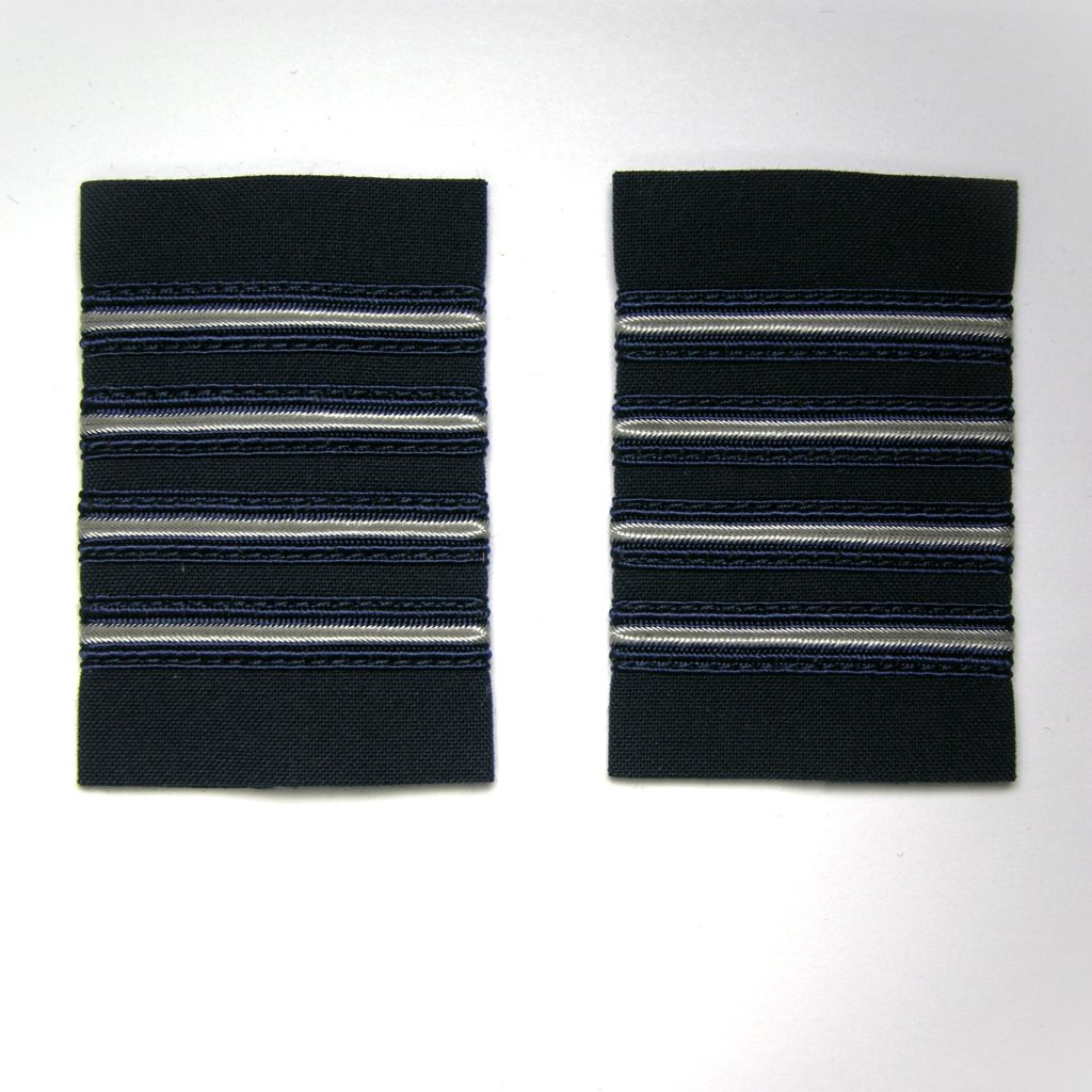 4 Grey and Navy Stripe on Dark Navy Slide on Epaulettes - Lot of 12 Pair