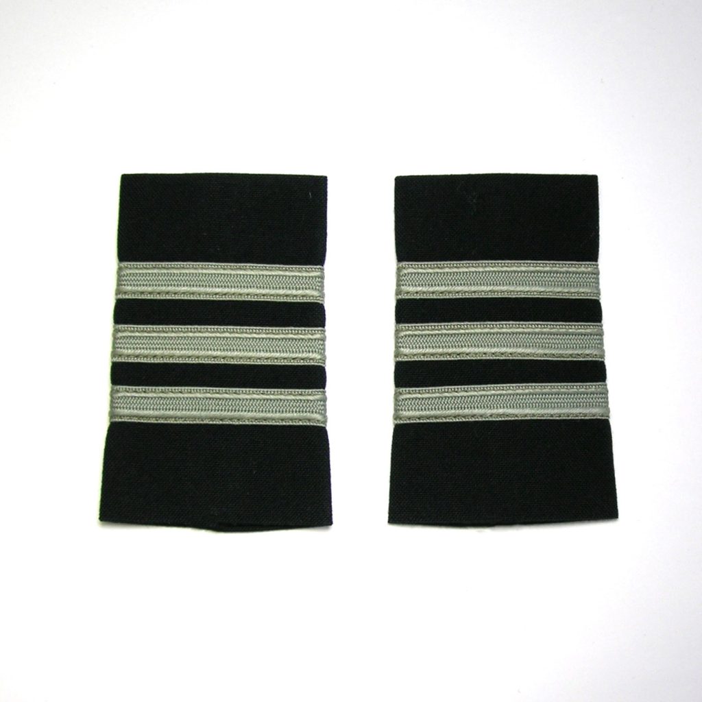 3 Grey Stripe on Black Slide on Epaulettes - Lot of 12 Pair