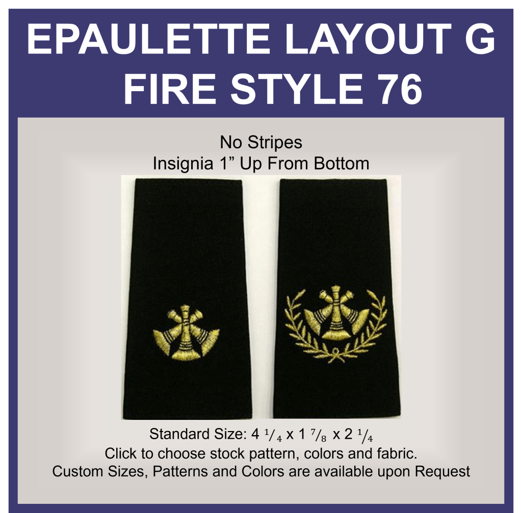 Fire Department Epaulette - Layout G; Bugle Style "76"