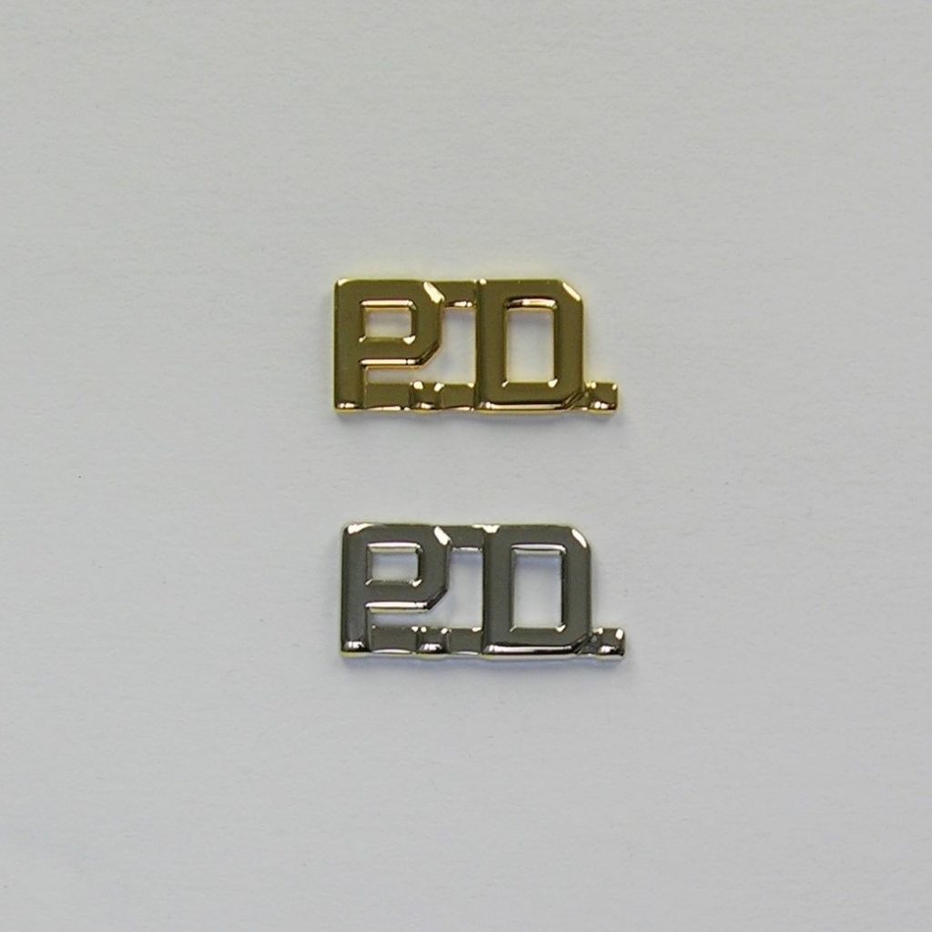 P.D. Cut Out Metal Collar Brass Rank Insignia